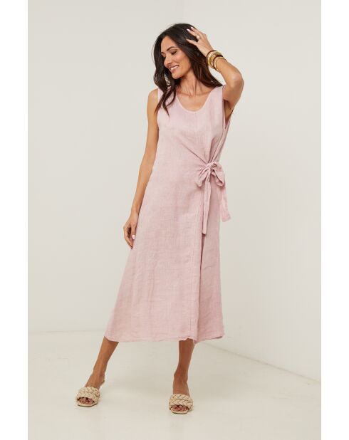 Robe 100% lin Zoé rose