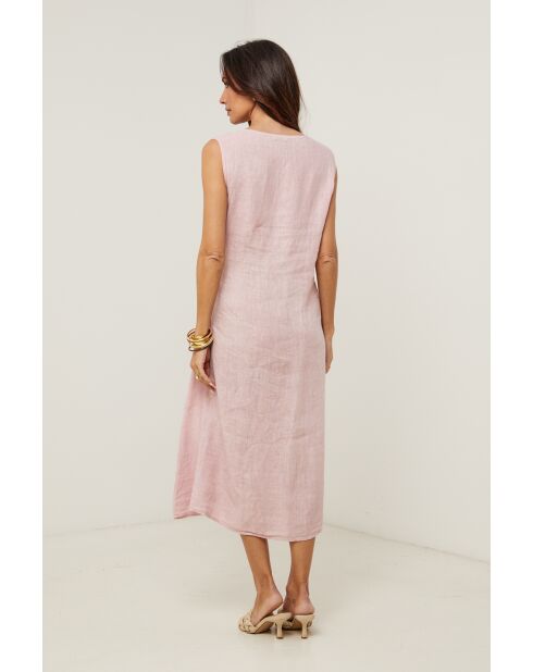 Robe 100% lin Zoé rose