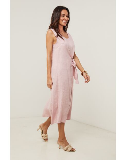 Robe 100% lin Zoé rose