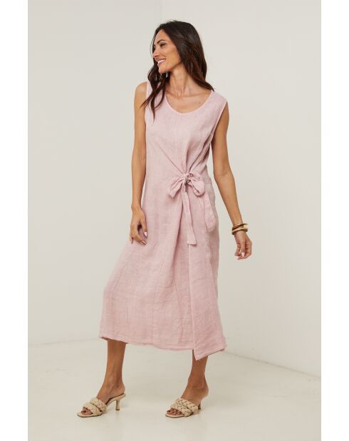 Robe 100% lin Zoé rose