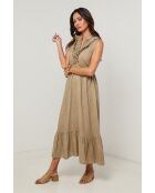 Ambre taupe jurk van 100% linnen