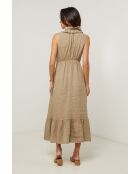 Ambre taupe jurk van 100% linnen
