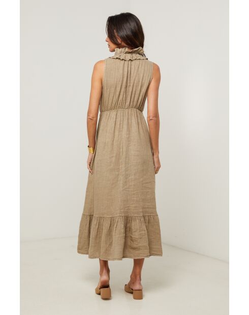 Ambre taupe jurk van 100% linnen