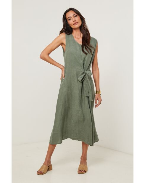 Robe 100% lin Zoé kaki