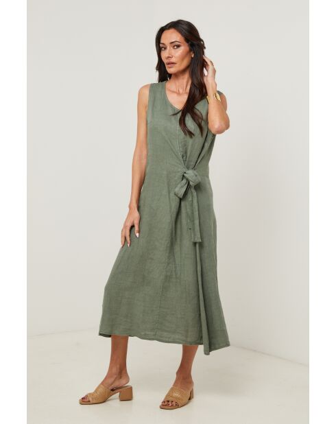 Robe 100% lin Zoé kaki