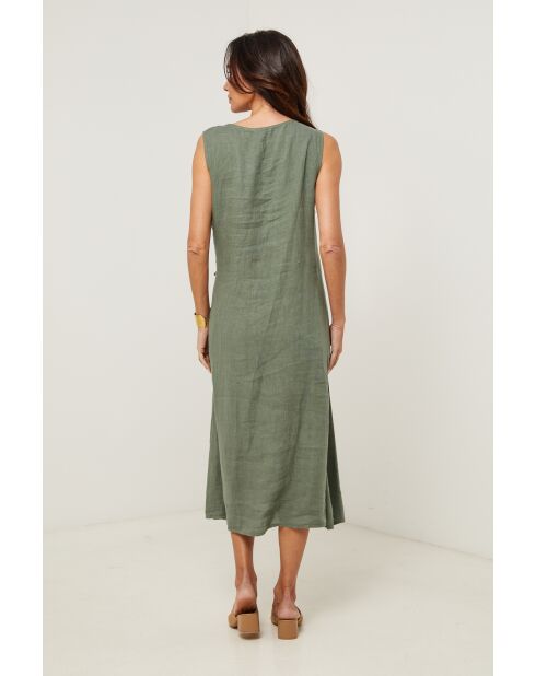 Robe 100% lin Zoé kaki