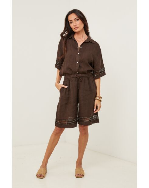 Short 100% lin Mila choco