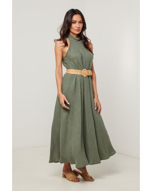 Robe 100% lin Thaïs kaki