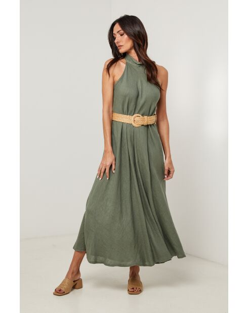 Robe 100% lin Thaïs kaki