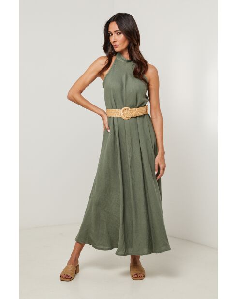 Robe 100% lin Thaïs kaki