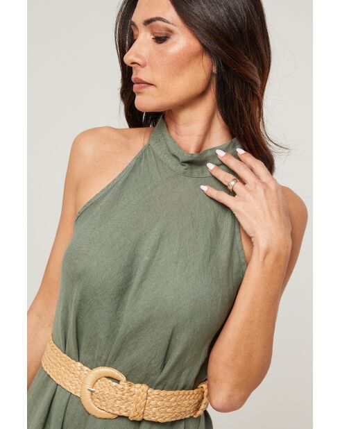 Robe 100% lin Thaïs kaki