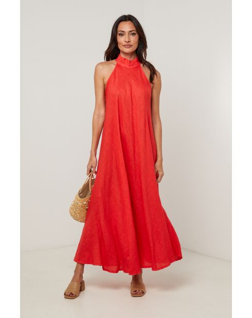 Robe 100% lin Thaïs rouge