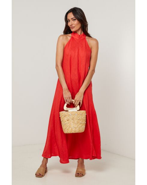 Robe 100% lin Thaïs rouge