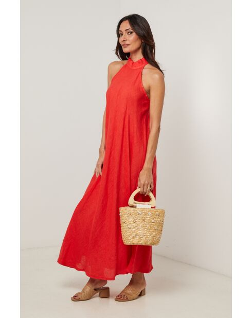 Robe 100% lin Thaïs rouge
