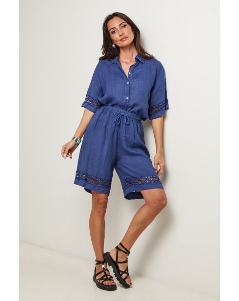 Short 100% lin Mila marine