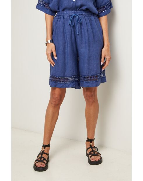 Short 100% lin Mila marine