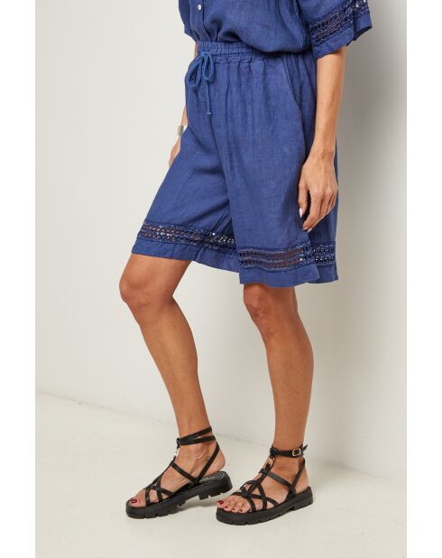 Short 100% lin Mila marine