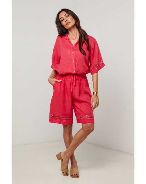 Short 100% lin Mila framboise