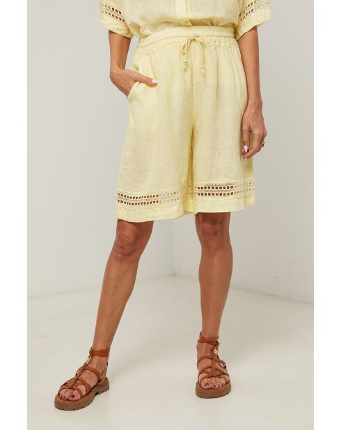 Gelbe Shorts Mila aus 100% Leinen