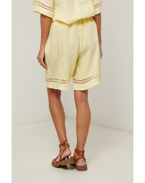 Gelbe Shorts Mila aus 100% Leinen