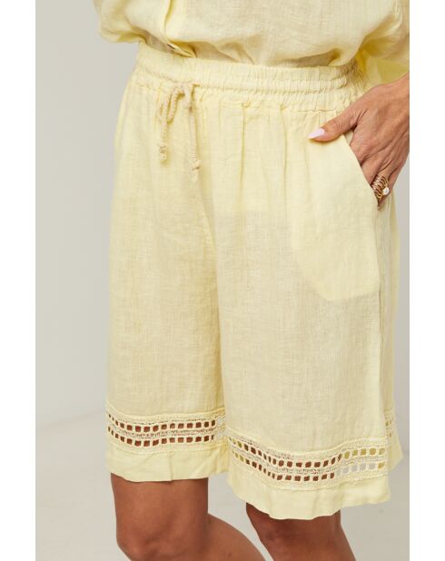 Gelbe Shorts Mila aus 100% Leinen