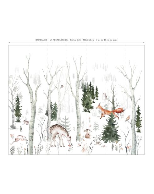 Papier peint panoramique Bambi & Co multicolore - 336x260 cm