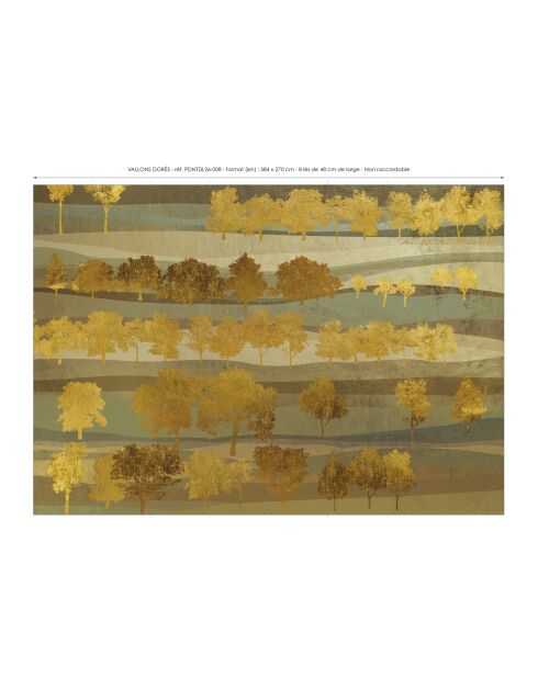 Papel pintado panorámico Vallons dorésvert - 384x270 cm