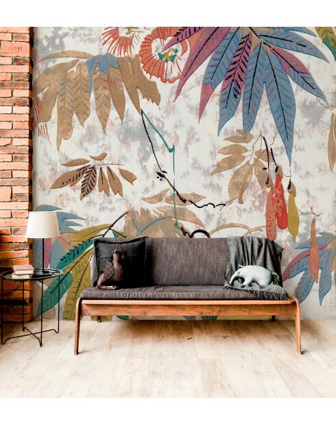Panoramisch meerkleurig Foliage behang - 240x300 cm