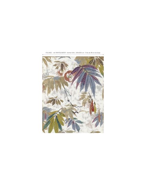 Panoramisch meerkleurig Foliage behang - 240x300 cm
