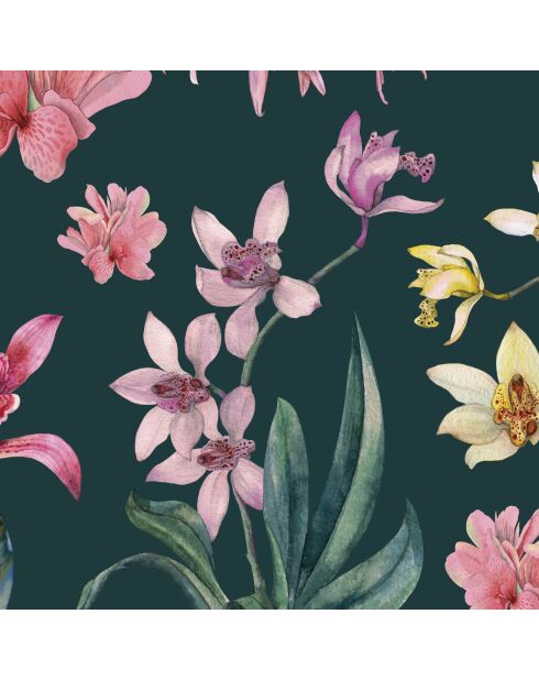 Denise's flowers panoramabehang chroomgroen - 288x290 cm