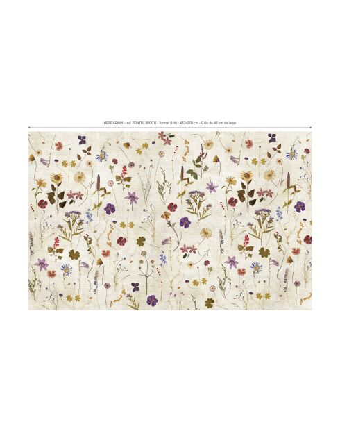 Herbarium panoramabehang veelkleurig - 432x270 cm