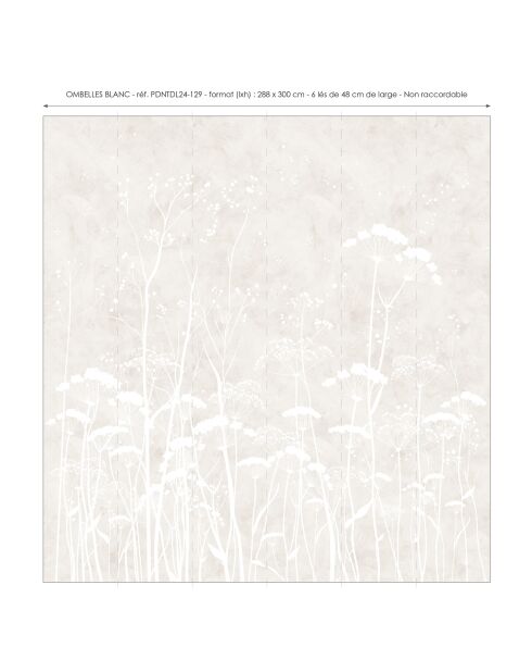 Papel pintado panorámico White Ombelles - 288x300 cm