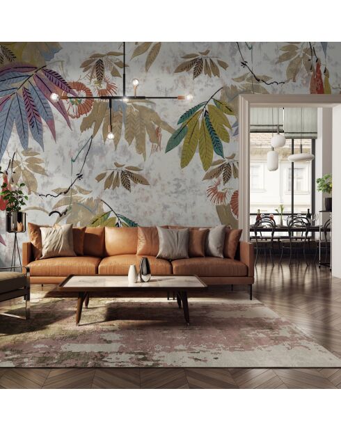 Panoramisch meerkleurig Foliage behang - 480x300 cm