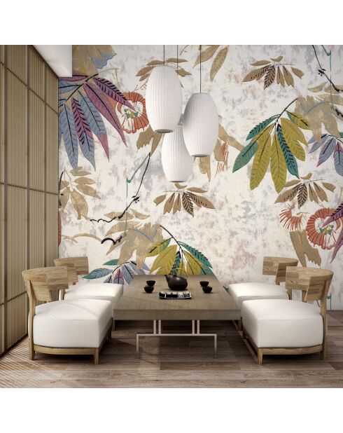 Panoramisch meerkleurig Foliage behang - 480x300 cm