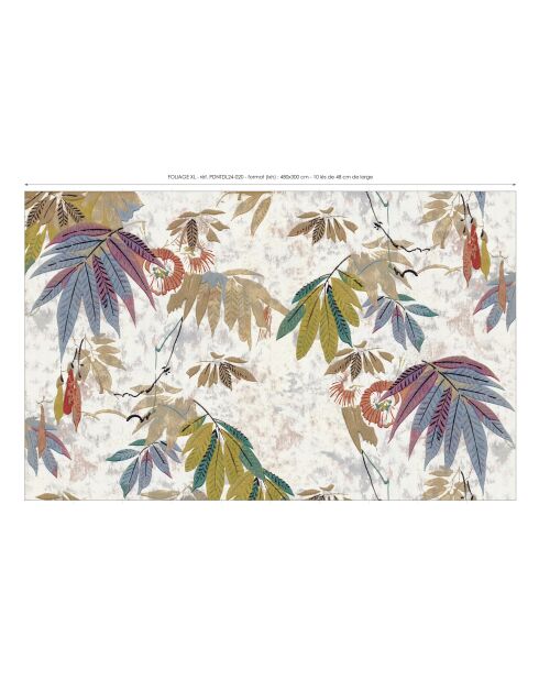 Panoramisch meerkleurig Foliage behang - 480x300 cm