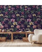 Carta da parati panoramica viola con fiori di Denise - 288x290 cm