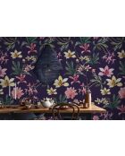 Carta da parati panoramica viola con fiori di Denise - 288x290 cm