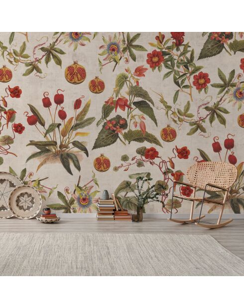 Panoramisch behang Grenades & Flowers veelkleurig - 384x270 cm