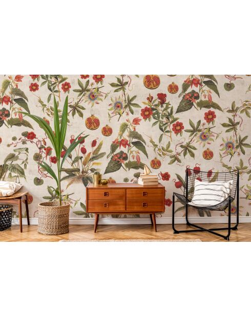 Panoramisch behang Grenades & Flowers veelkleurig - 384x270 cm