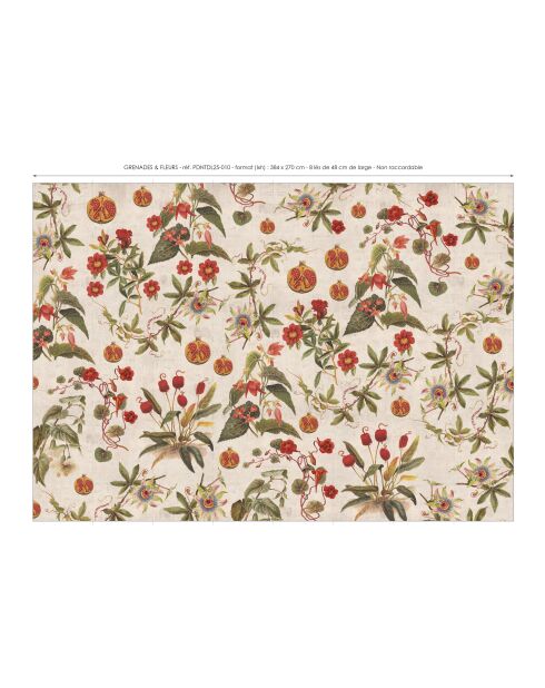 Panoramisch behang Grenades & Flowers veelkleurig - 384x270 cm