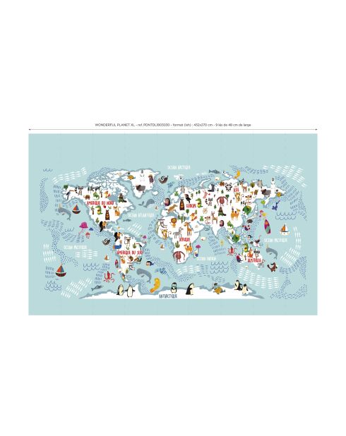 Papel pintado panorámico multicolor Wonderful Planet - 432x270 cm