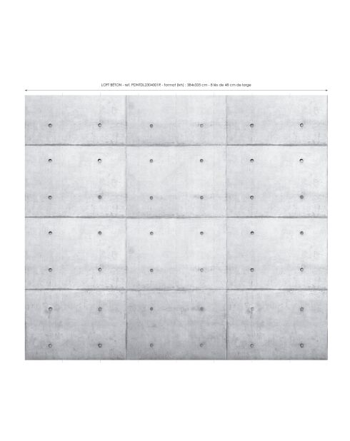 Panoramisch behang Loft Béton gris - 384x335 cm