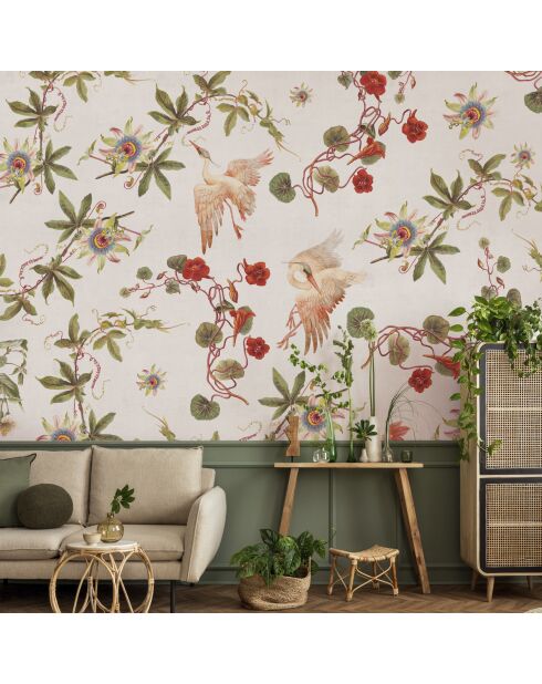 Papier peint panoramique Herons & Flowers multicolore - 288x270 cm