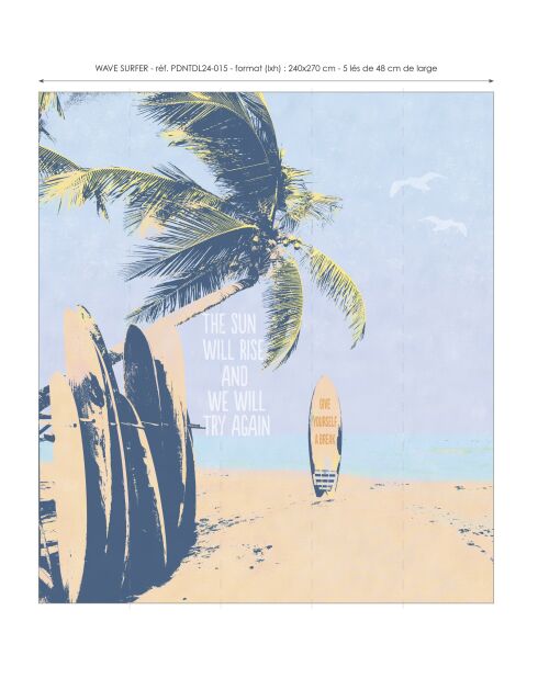 Papier peint panoramique Wave Surfer multicolore - 240x270 cm