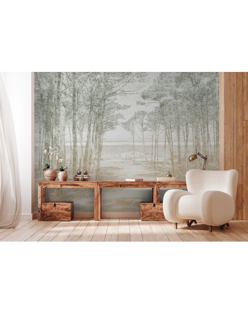 Panoramisch behang Les Pins veelkleurig - 384x280 cm