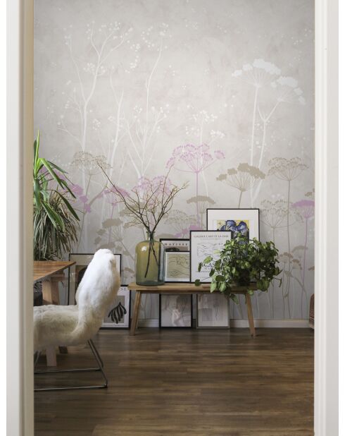 Panoramisch behang Pink Ombelles - 288x300 cm