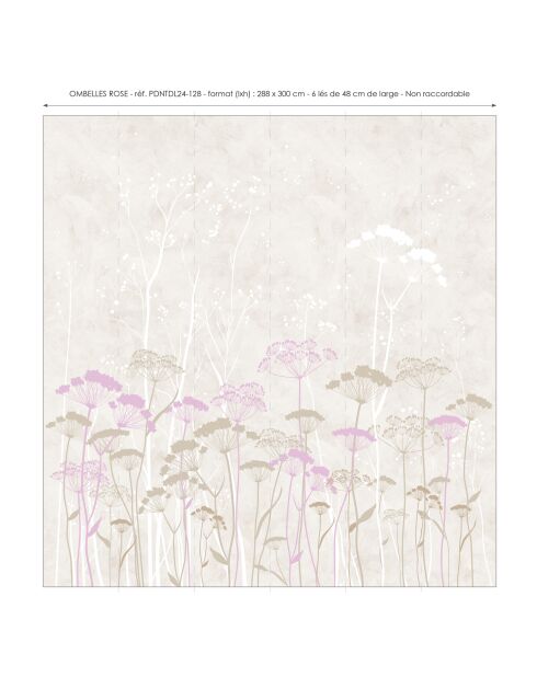 Panoramisch behang Pink Ombelles - 288x300 cm