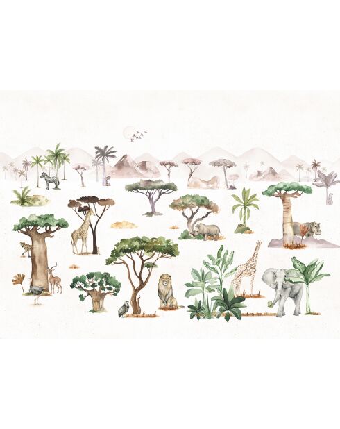Serengeti panoramabehang veelkleurig - 384x280 cm