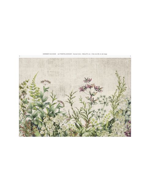 Papel pintado panorámico multicolor Herbier Sauvage - 384x270 cm