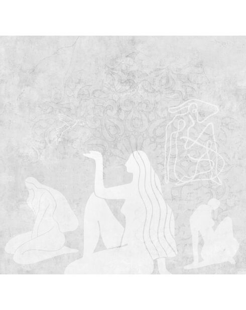 Papel pintado panorámico gris Mahsa - 288x280 cm